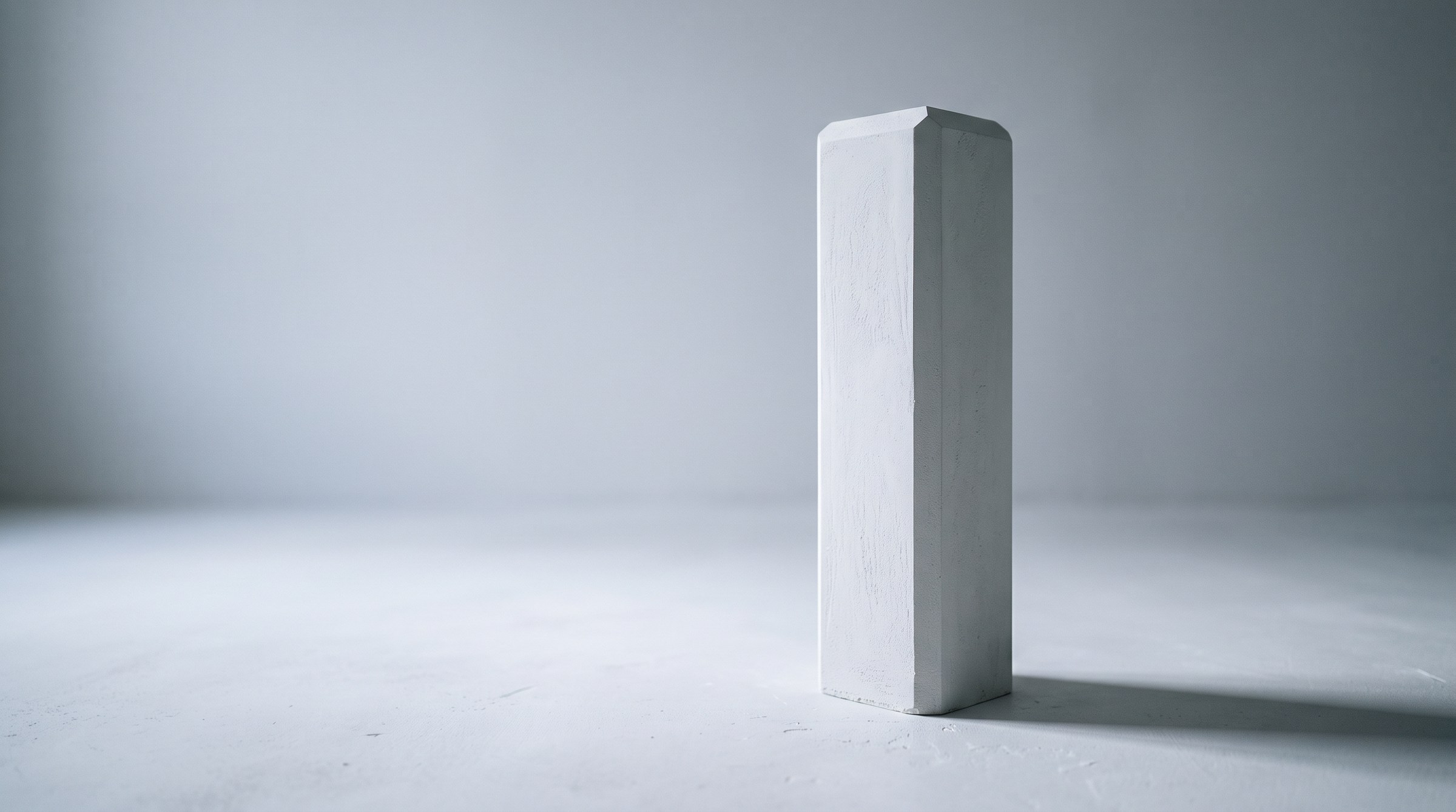 A single plaster form standing alone.